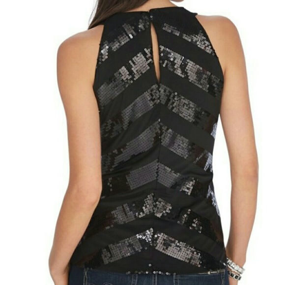 WHBM chevron sequins halter top keyhole - Picture 2 of 8